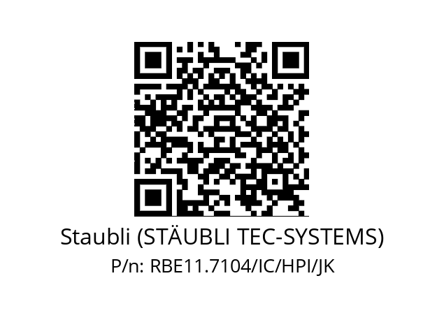   Staubli (STÄUBLI TEC-SYSTEMS) RBE11.7104/IC/HPI/JK