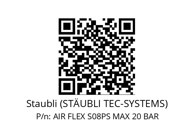   Staubli (STÄUBLI TEC-SYSTEMS) AIR FLEX S08PS MAX 20 BAR