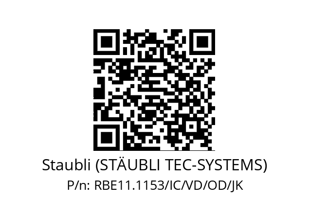   Staubli (STÄUBLI TEC-SYSTEMS) RBE11.1153/IC/VD/OD/JK