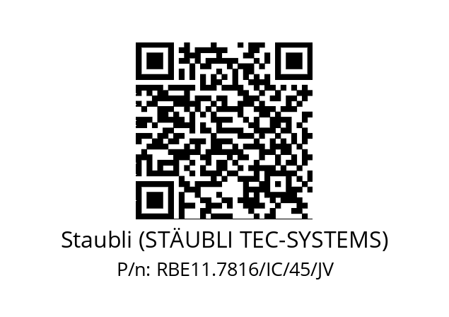   Staubli (STÄUBLI TEC-SYSTEMS) RBE11.7816/IC/45/JV