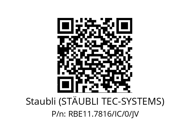   Staubli (STÄUBLI TEC-SYSTEMS) RBE11.7816/IC/0/JV