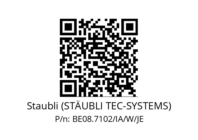   Staubli (STÄUBLI TEC-SYSTEMS) BE08.7102/IA/W/JE