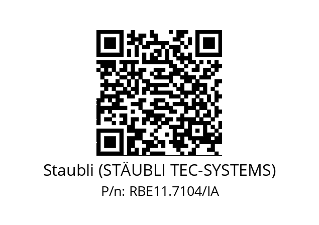   Staubli (STÄUBLI TEC-SYSTEMS) RBE11.7104/IA