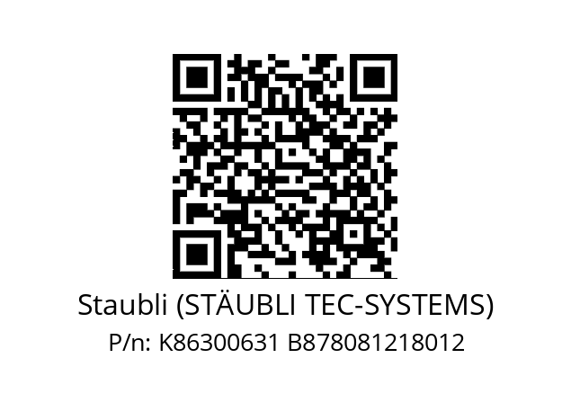   Staubli (STÄUBLI TEC-SYSTEMS) K86300631 B878081218012