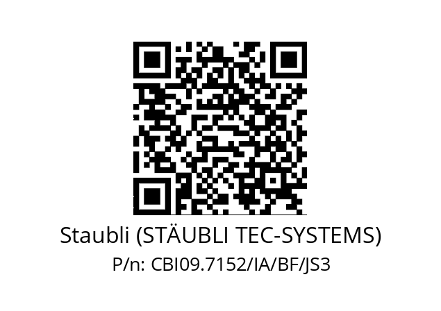   Staubli (STÄUBLI TEC-SYSTEMS) CBI09.7152/IA/BF/JS3