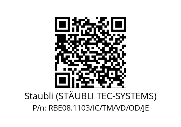   Staubli (STÄUBLI TEC-SYSTEMS) RBE08.1103/IC/TM/VD/OD/JE