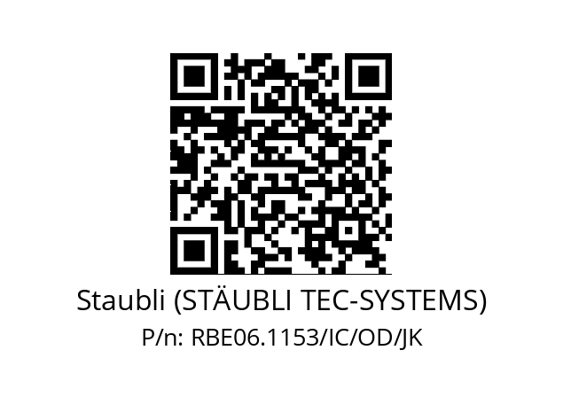   Staubli (STÄUBLI TEC-SYSTEMS) RBE06.1153/IC/OD/JK