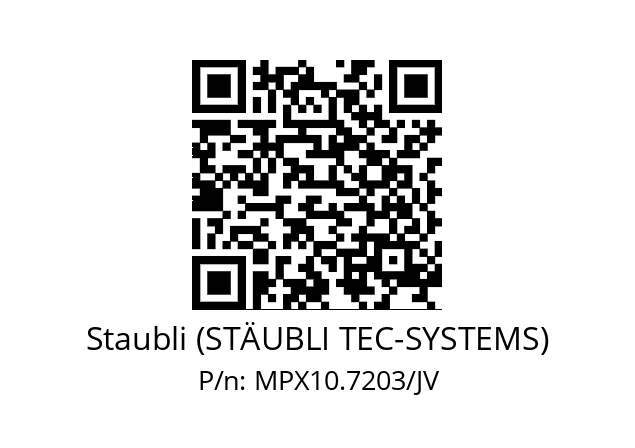   Staubli (STÄUBLI TEC-SYSTEMS) MPX10.7203/JV