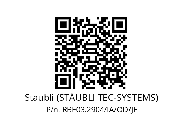   Staubli (STÄUBLI TEC-SYSTEMS) RBE03.2904/IA/OD/JE