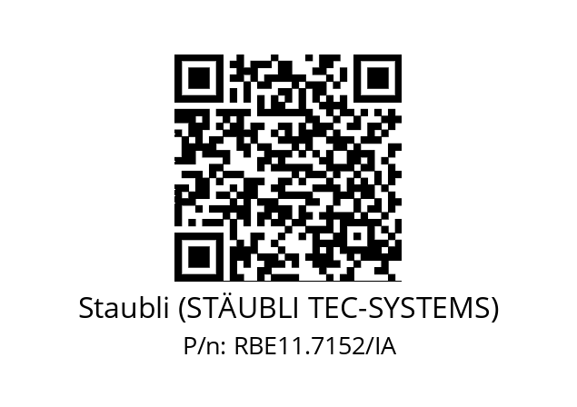   Staubli (STÄUBLI TEC-SYSTEMS) RBE11.7152/IA