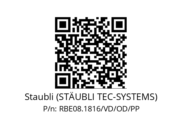   Staubli (STÄUBLI TEC-SYSTEMS) RBE08.1816/VD/OD/PP