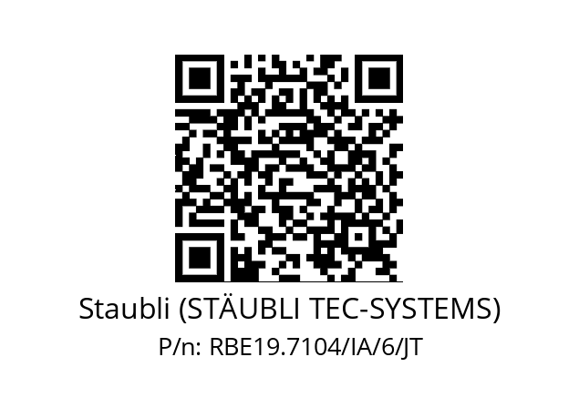   Staubli (STÄUBLI TEC-SYSTEMS) RBE19.7104/IA/6/JT