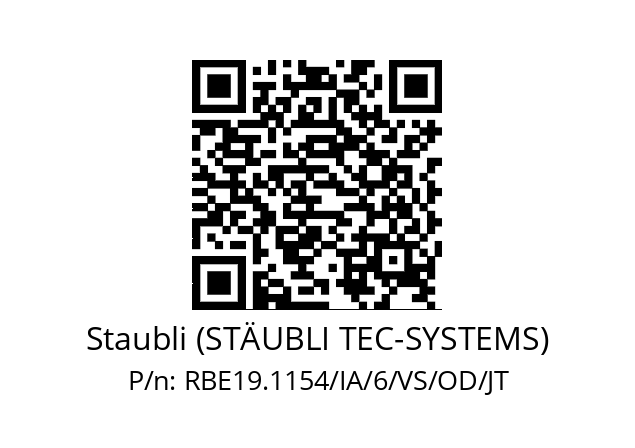   Staubli (STÄUBLI TEC-SYSTEMS) RBE19.1154/IA/6/VS/OD/JT