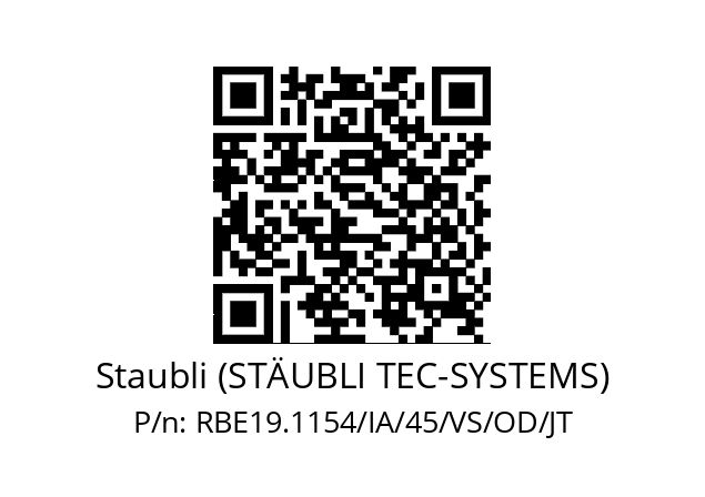   Staubli (STÄUBLI TEC-SYSTEMS) RBE19.1154/IA/45/VS/OD/JT