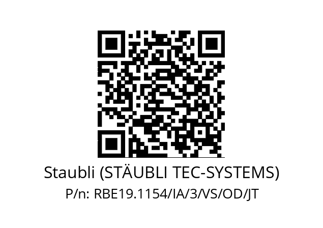   Staubli (STÄUBLI TEC-SYSTEMS) RBE19.1154/IA/3/VS/OD/JT