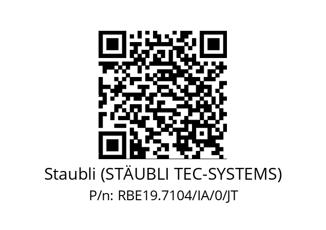   Staubli (STÄUBLI TEC-SYSTEMS) RBE19.7104/IA/0/JT