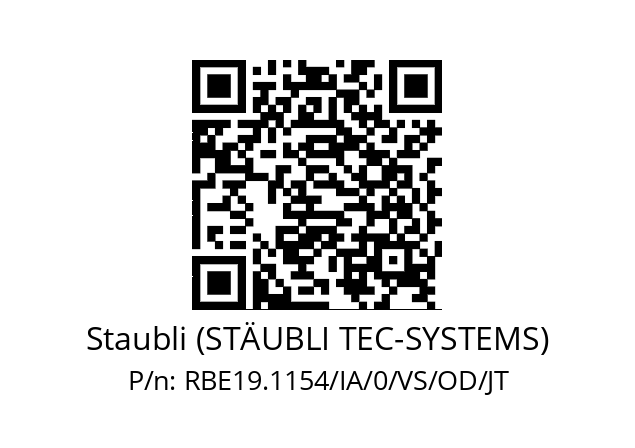   Staubli (STÄUBLI TEC-SYSTEMS) RBE19.1154/IA/0/VS/OD/JT