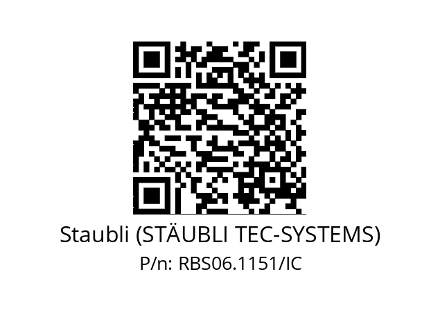   Staubli (STÄUBLI TEC-SYSTEMS) RBS06.1151/IC