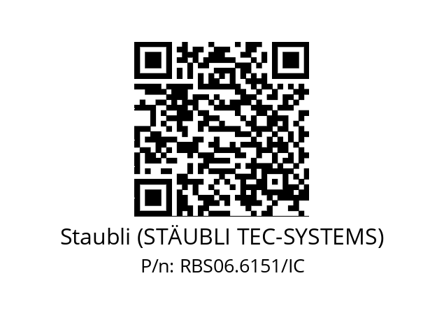   Staubli (STÄUBLI TEC-SYSTEMS) RBS06.6151/IC