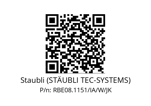   Staubli (STÄUBLI TEC-SYSTEMS) RBE08.1151/IA/W/JK