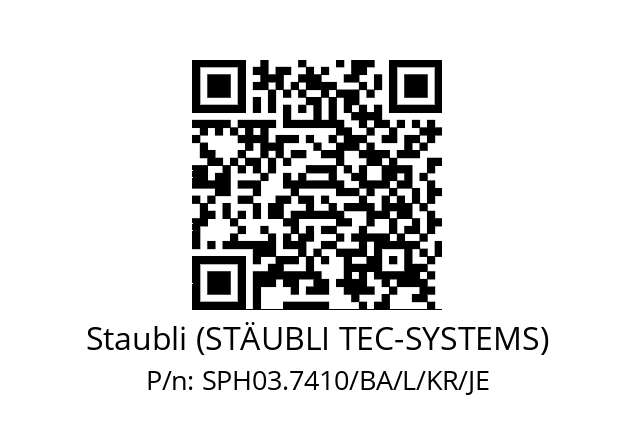   Staubli (STÄUBLI TEC-SYSTEMS) SPH03.7410/BA/L/KR/JE