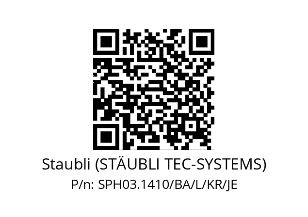   Staubli (STÄUBLI TEC-SYSTEMS) SPH03.1410/BA/L/KR/JE