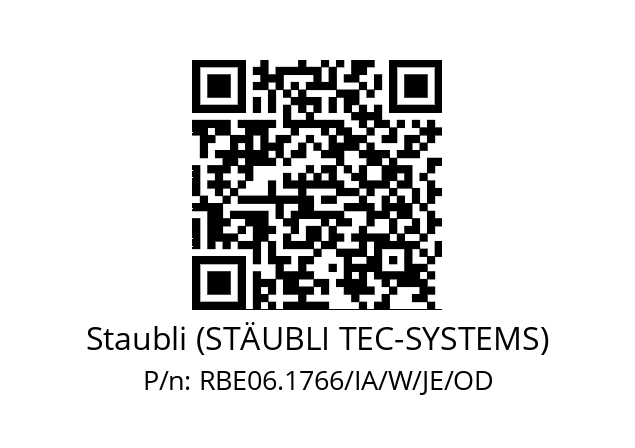   Staubli (STÄUBLI TEC-SYSTEMS) RBE06.1766/IA/W/JE/OD