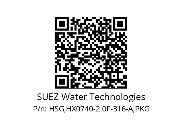   SUEZ Water Technologies HSG,HX0740-2.0F-316-A,PKG