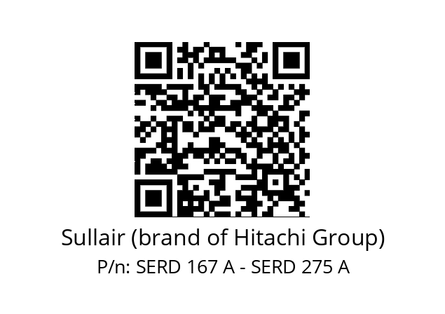   Sullair (brand of Hitachi Group) SERD 167 A - SERD 275 A