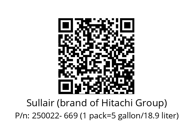   Sullair (brand of Hitachi Group) 250022- 669 (1 pack=5 gallon/18.9 liter)