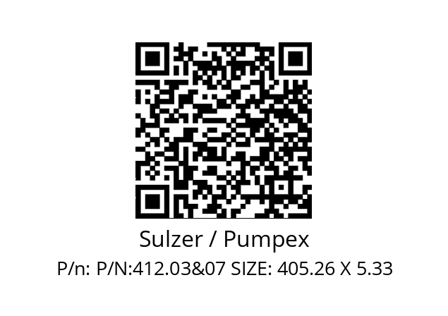   Sulzer / Pumpex P/N:412.03&07 SIZE: 405.26 X 5.33