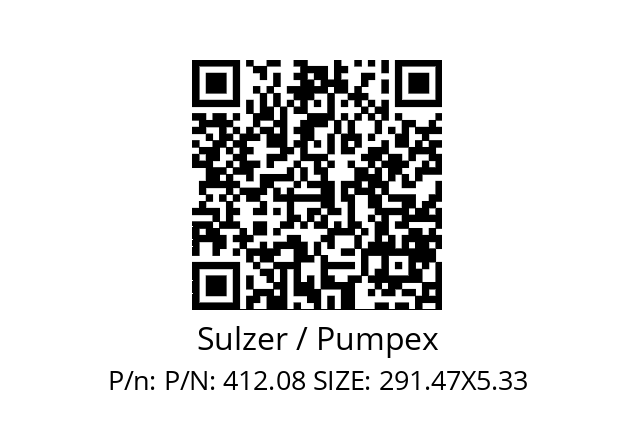   Sulzer / Pumpex P/N: 412.08 SIZE: 291.47X5.33