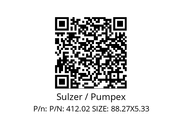   Sulzer / Pumpex P/N: 412.02 SIZE: 88.27X5.33