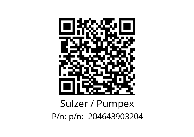   Sulzer / Pumpex p/n:  204643903204