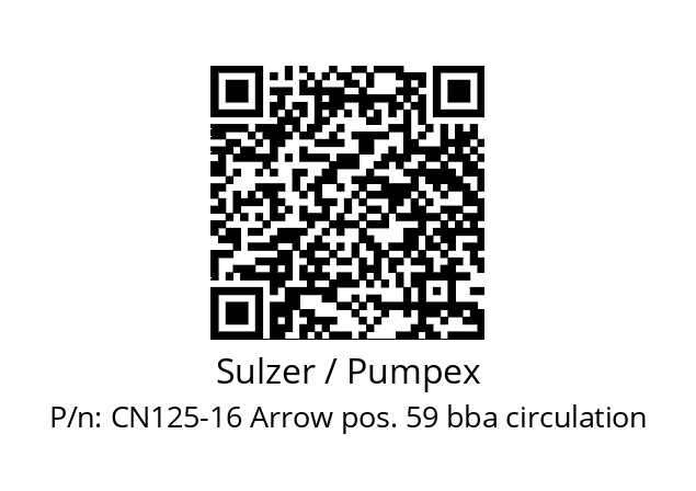   Sulzer / Pumpex CN125-16 Arrow pos. 59 bba circulation