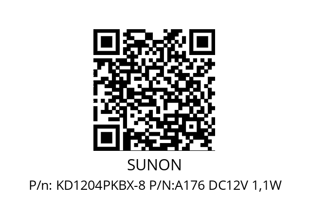   SUNON KD1204PKBX-8 P/N:A176 DC12V 1,1W