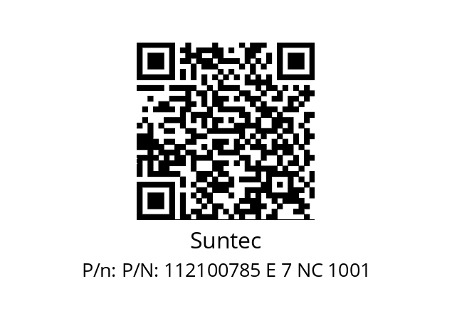   Suntec P/N: 112100785 E 7 NC 1001