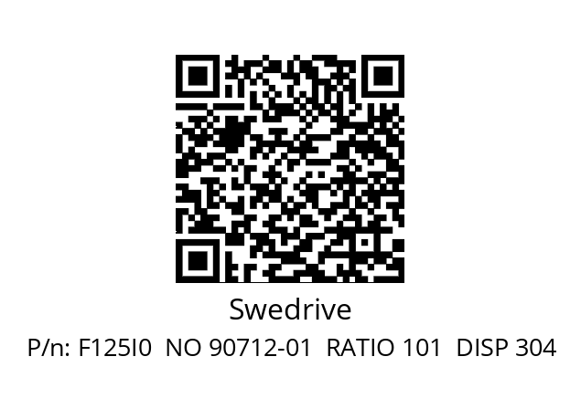   Swedrive F125I0  NO 90712-01  RATIO 101  DISP 304