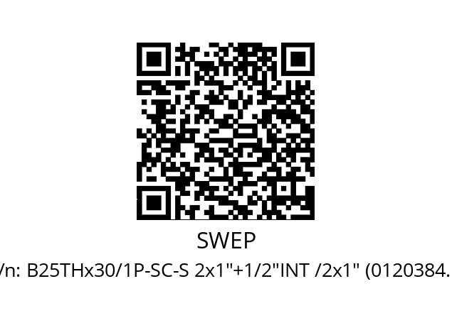   SWEP B25THx30/1P-SC-S 2x1"+1/2"INT /2x1" (0120384.1)