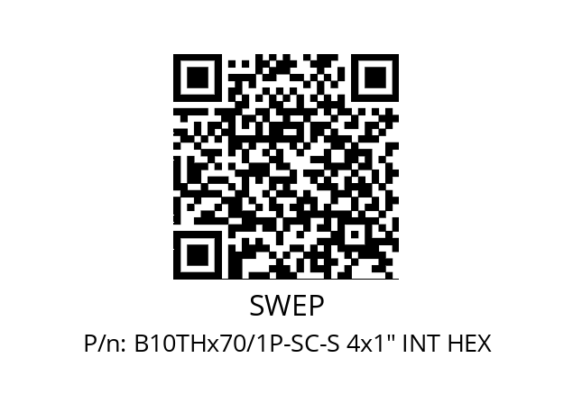   SWEP B10THx70/1P-SC-S 4x1" INT HEX