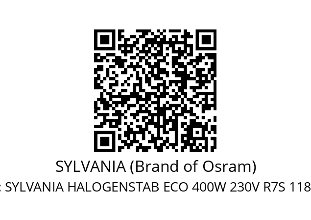   SYLVANIA (Brand of Osram) SYLVANIA HALOGENSTAB ECO 400W 230V R7S 118MM