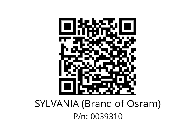   SYLVANIA (Brand of Osram) 0039310