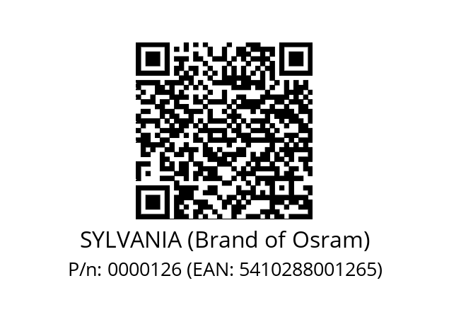   SYLVANIA (Brand of Osram) 0000126 (EAN: 5410288001265)