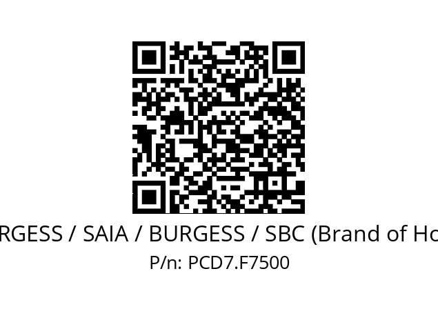   SAIA-BURGESS / SAIA / BURGESS / SBC (Brand of Honeywell) PCD7.F7500