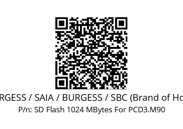   SAIA-BURGESS / SAIA / BURGESS / SBC (Brand of Honeywell) SD Flash 1024 MBytes For PCD3.M90