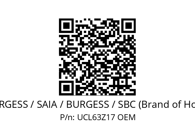   SAIA-BURGESS / SAIA / BURGESS / SBC (Brand of Honeywell) UCL63Z17 OEM