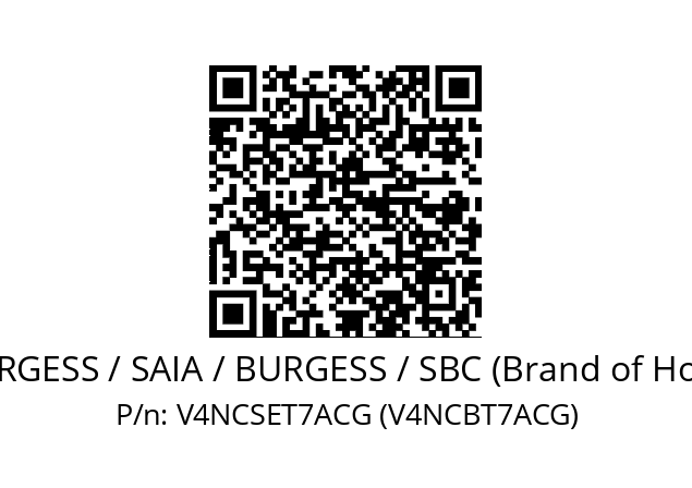   SAIA-BURGESS / SAIA / BURGESS / SBC (Brand of Honeywell) V4NCSET7ACG (V4NCBT7ACG)