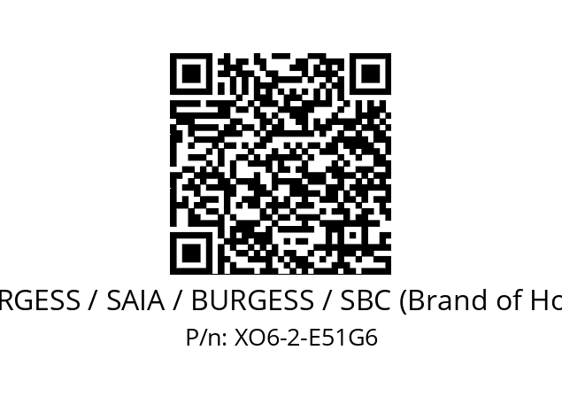   SAIA-BURGESS / SAIA / BURGESS / SBC (Brand of Honeywell) XO6-2-E51G6