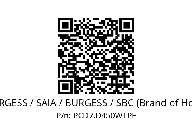   SAIA-BURGESS / SAIA / BURGESS / SBC (Brand of Honeywell) PCD7.D450WTPF