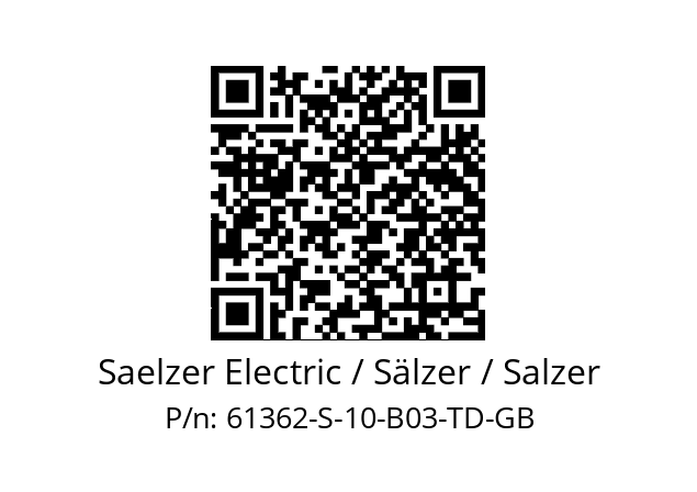   Saelzer Electric / Sälzer / Salzer 61362-S-10-B03-TD-GB